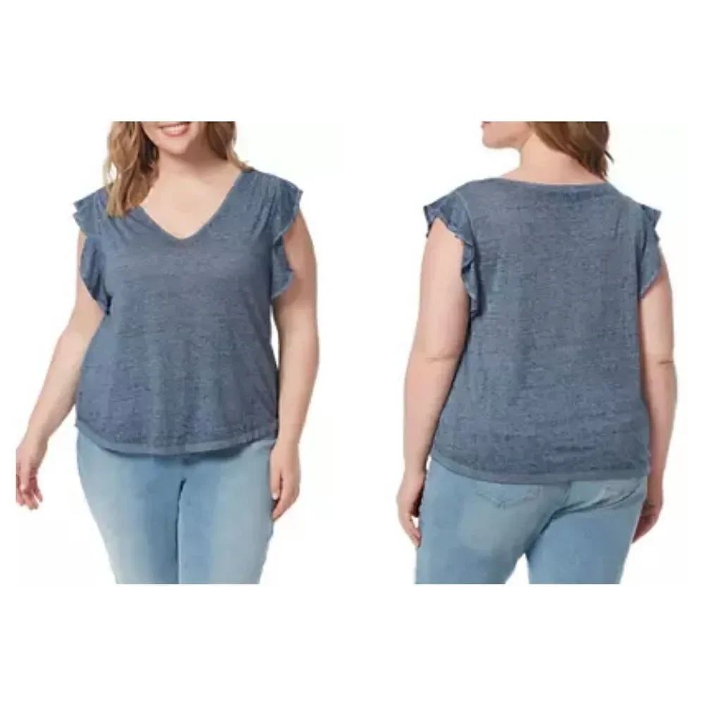Womens Jessica Simpson Indigo Flutter Sleeve Tissue Tee Shirt - Sz 3X